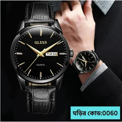 Olevs Watch Model 6898 Fashion Watch For Men Full Black Colour Watch For Men + এক পিস ব্যাটারি ফ্রি।